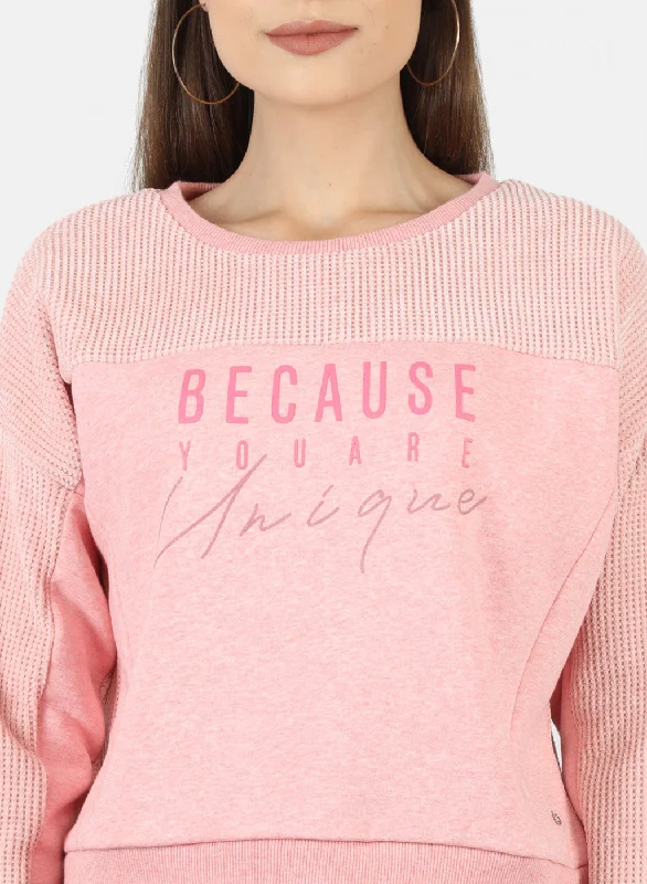 Women Pink Embroidered Sweatshirt