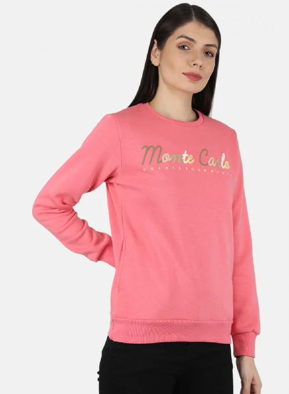 Women Pink Embroidered Sweatshirt