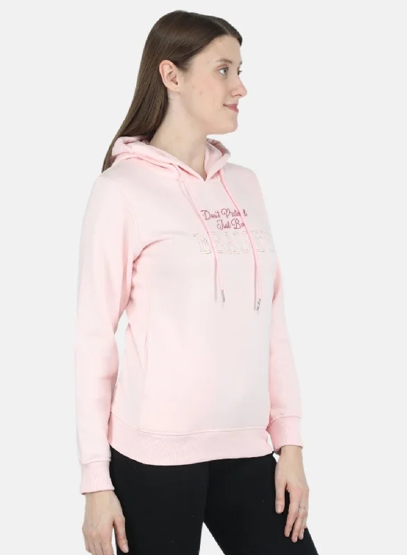 Women Pink Embroidered Sweatshirt