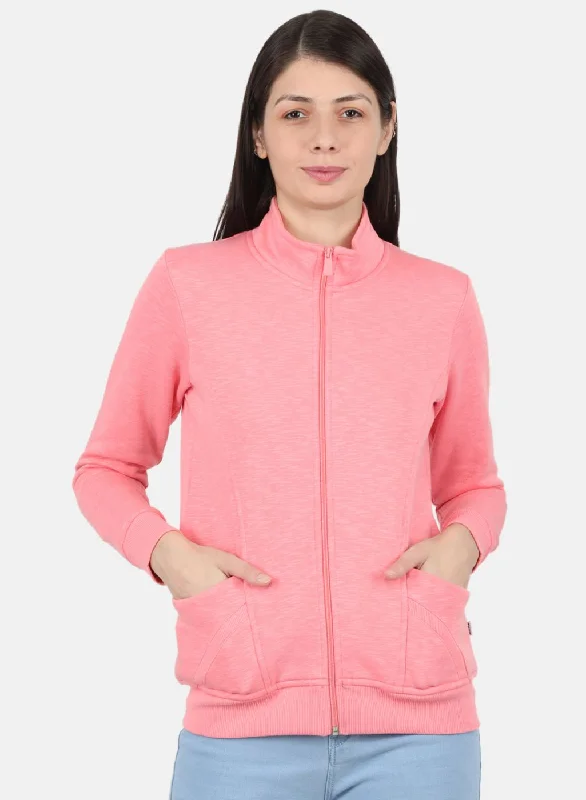 Women Pink Solid Sweatshirt