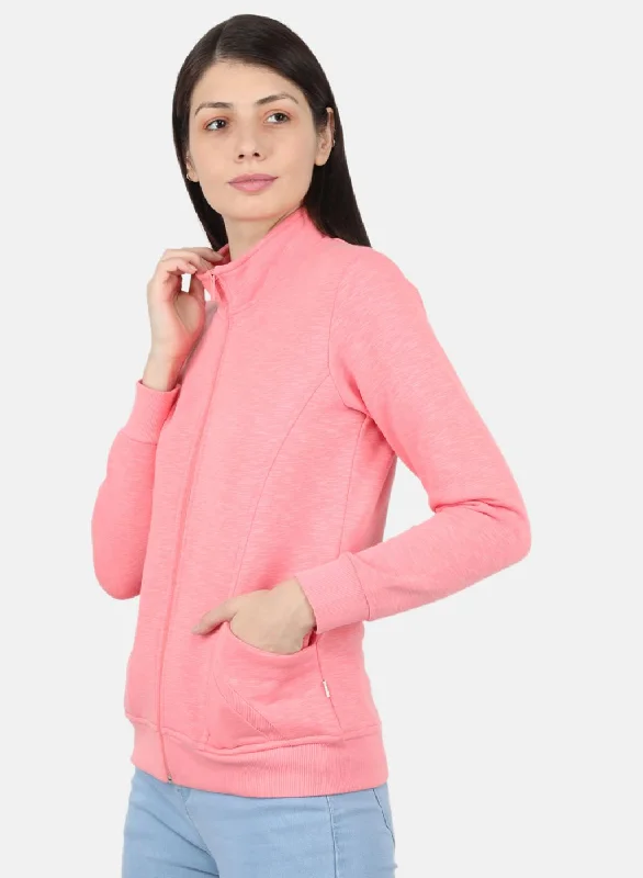 Women Pink Solid Sweatshirt