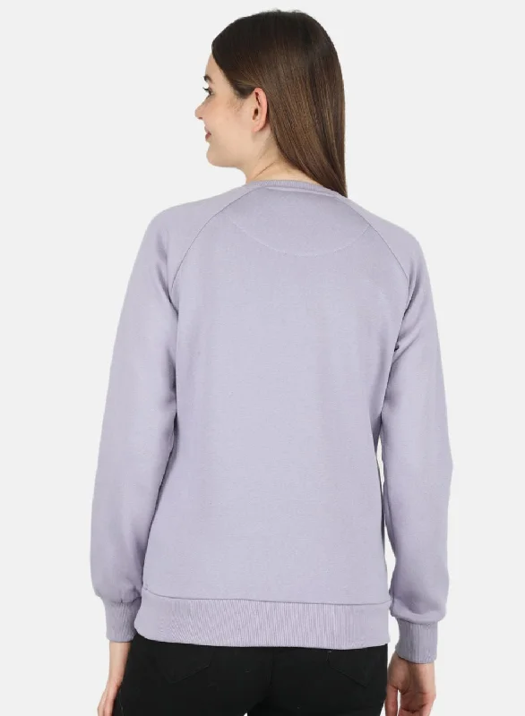 Women Purple Printed Sweatshirt