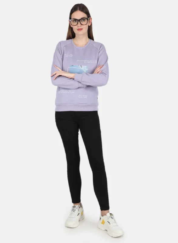 Women Purple Printed Sweatshirt