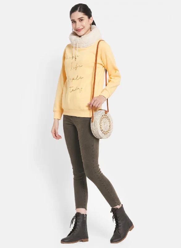 Women Yellow Embroidered Sweatshirt