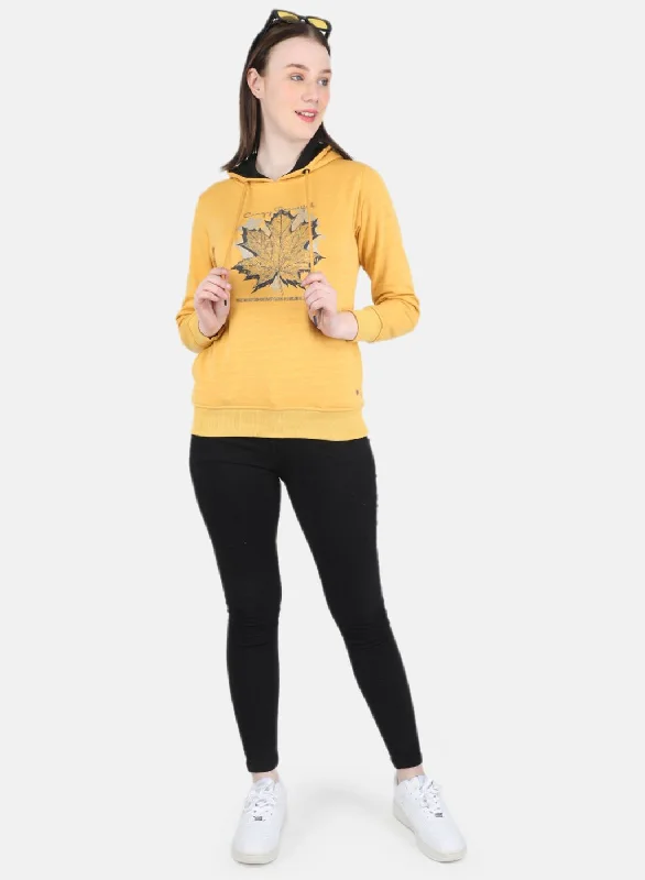 Women Yellow Printed Sweatshirt