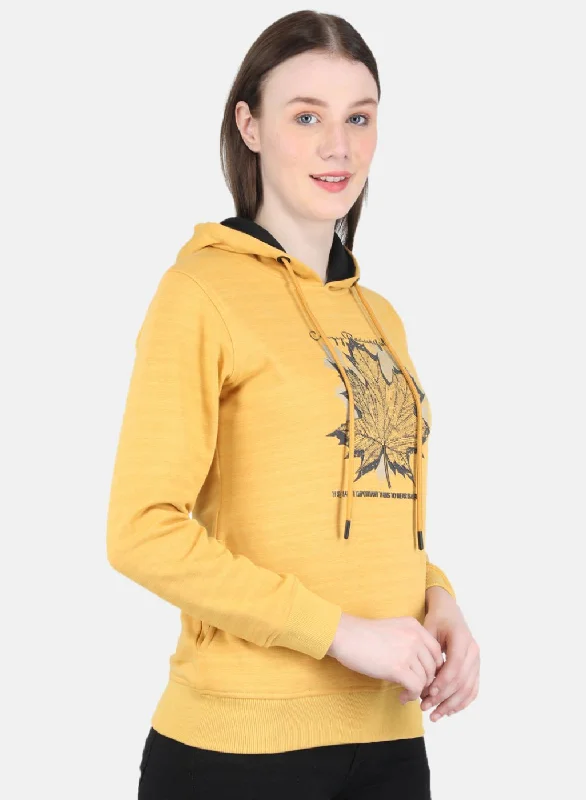 Women Yellow Printed Sweatshirt