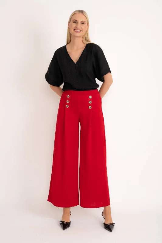 Red Wide Leg Scuba Trousers