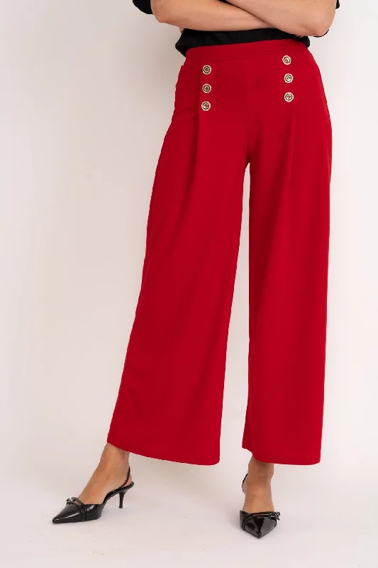 Red Wide Leg Scuba Trousers