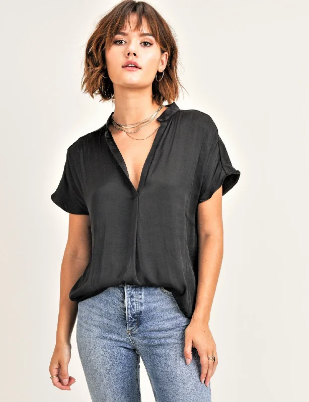 Esme V Neck Blouse, Black