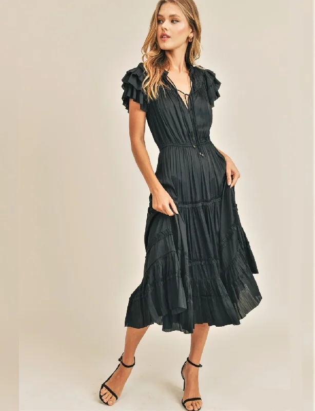 Kianna Short Sleeve Dress, Black