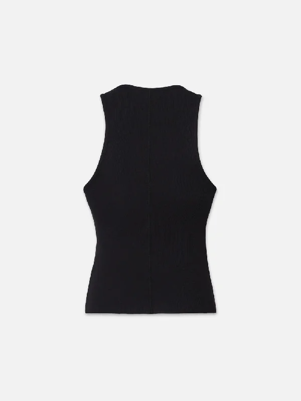 Rib Scoop Neck Tank -- Black