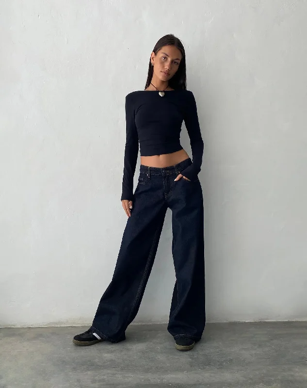 Roomy Extra Wide Low Rise Jeans in Indigo