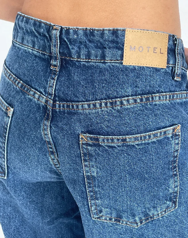 Roomy Extra Wide Low Rise Jeans in Mid Blue Used