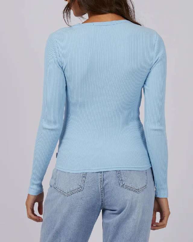 SILENT THEORY RIB LONG SLEEVE SKY BLUE