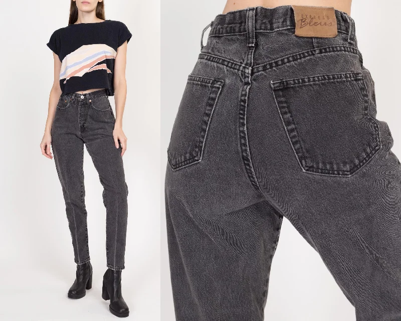 Small 90s Faded Black High Waisted Jeans 27""