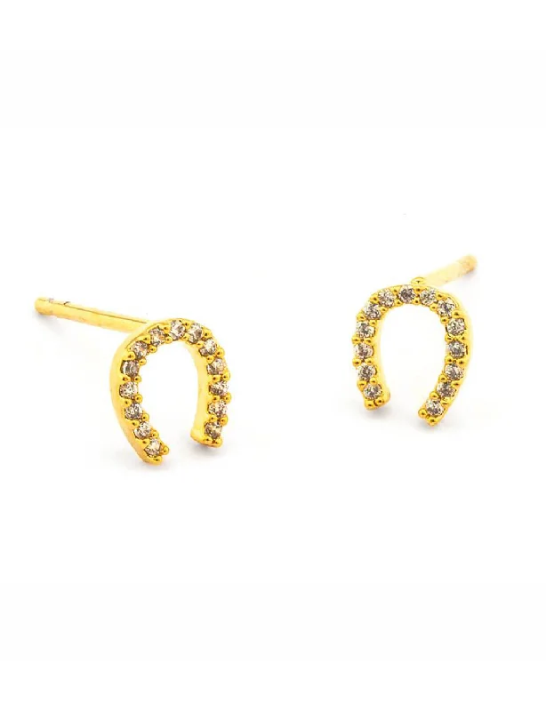 CZ Mini Horseshoe Stud Earrings