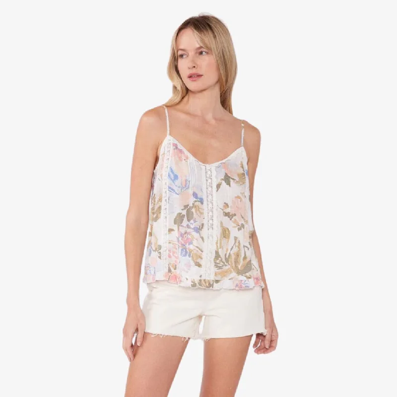 Tia Floral Camisole (Off White + Periwinkle)