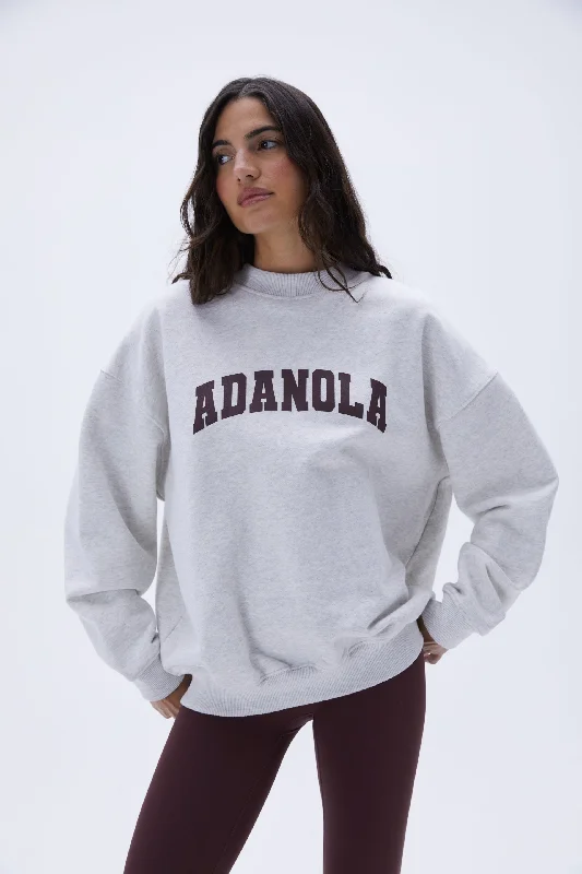 Varsity Oversized Sweatshirt - Grey Melange/Burgundy