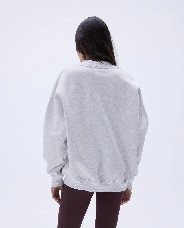 Varsity Oversized Sweatshirt - Grey Melange/Burgundy