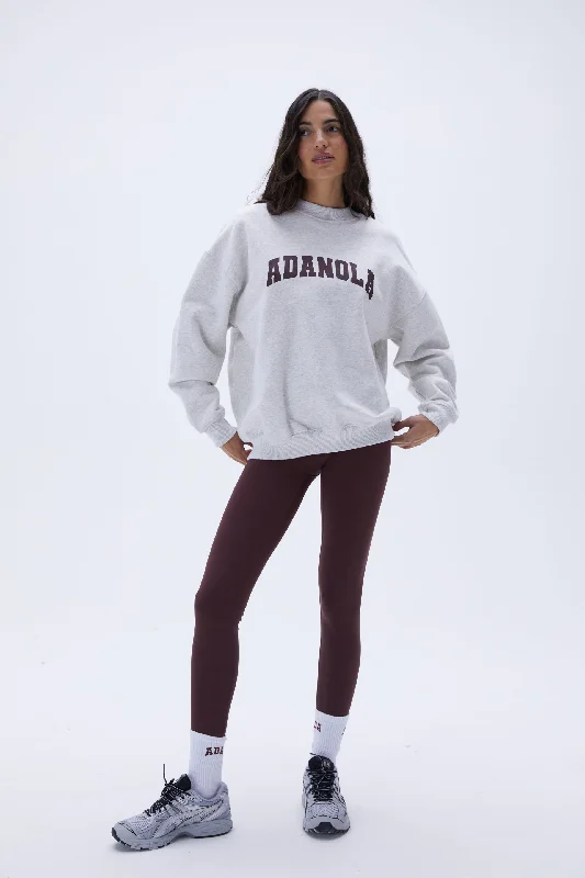 Varsity Oversized Sweatshirt - Grey Melange/Burgundy