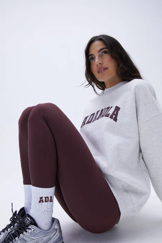 Varsity Oversized Sweatshirt - Grey Melange/Burgundy