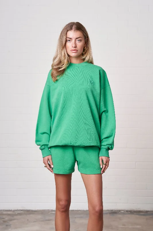 EMBLEM OVERSIZED SWEATSHIRT - WASHED GREEN