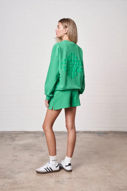 EMBLEM OVERSIZED SWEATSHIRT - WASHED GREEN