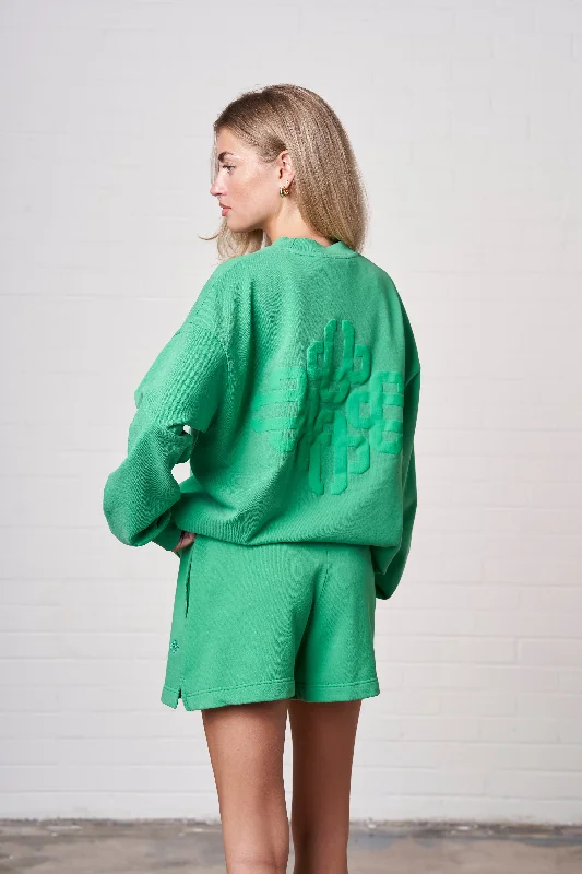 EMBLEM OVERSIZED SWEATSHIRT - WASHED GREEN