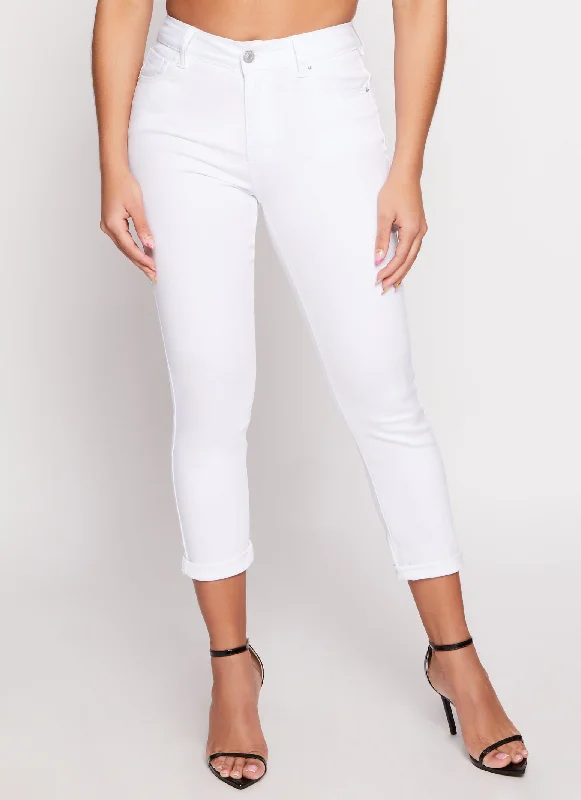 WAX High Waist Rolled Cuff Denim Jeans