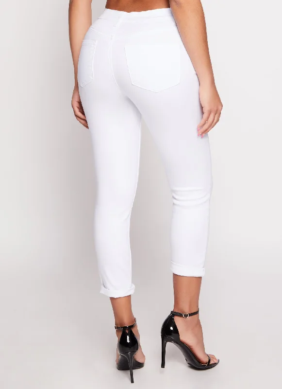 WAX High Waist Rolled Cuff Denim Jeans