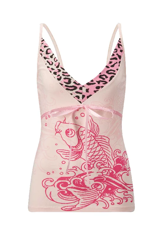 Womens Pink Koi Cami T - Pink