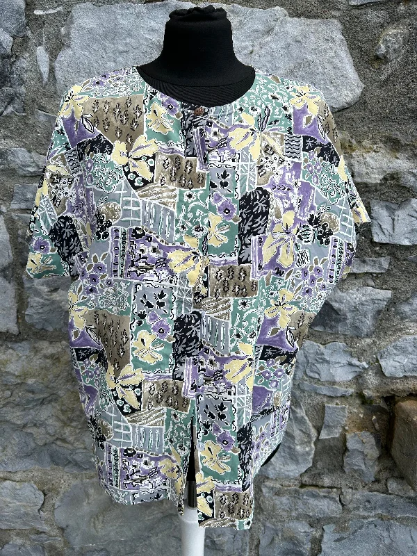 80s abstract patchwork top uk 14