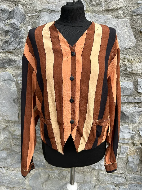 80s brown stripy blouse uk 10-12