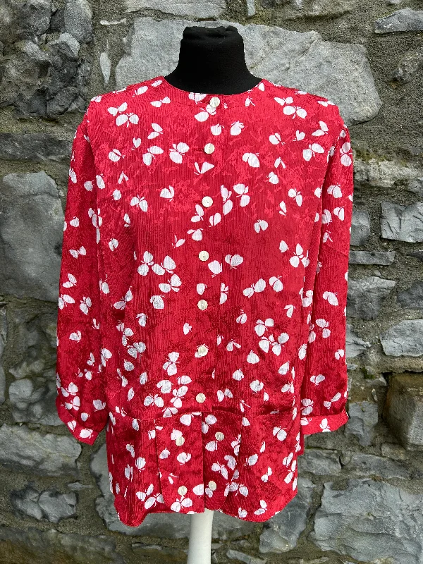 80s butterflies red blouse uk 16-20