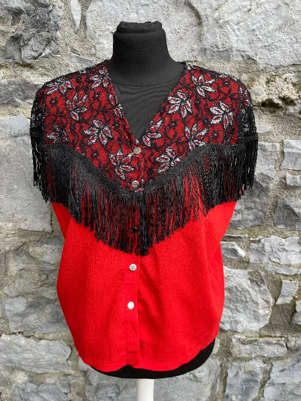 80s red top with fringe uk 12-14