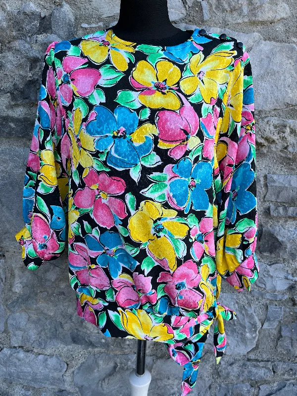 80s vivid flowers top uk 10-12