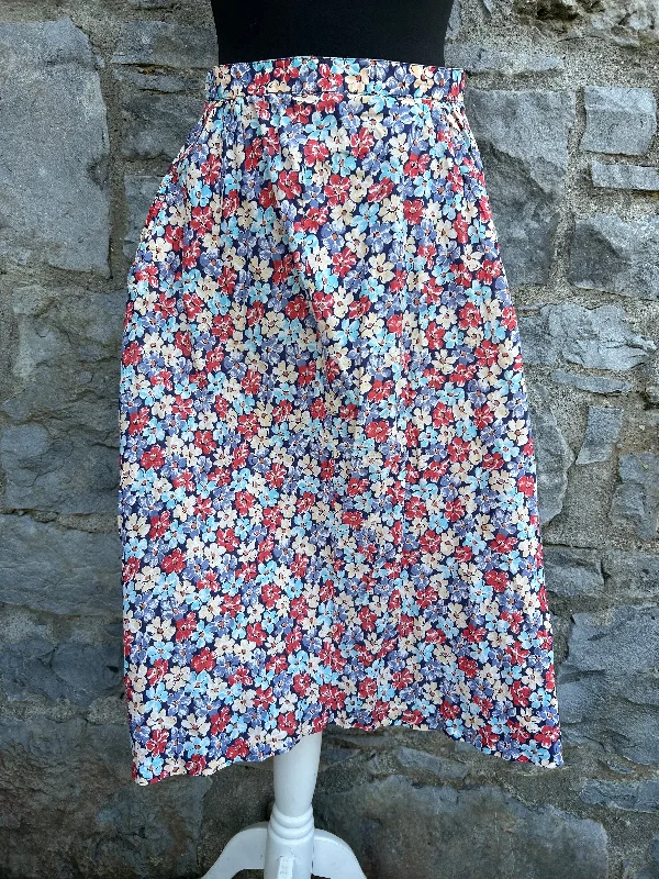 90s Blue&red flowers skirt uk 8-10