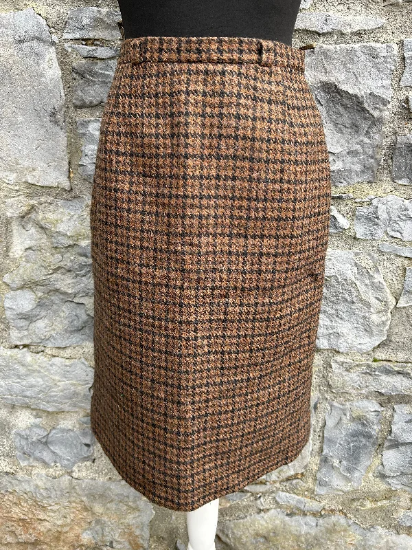 90s brown houndstooth pencil skirt uk 8