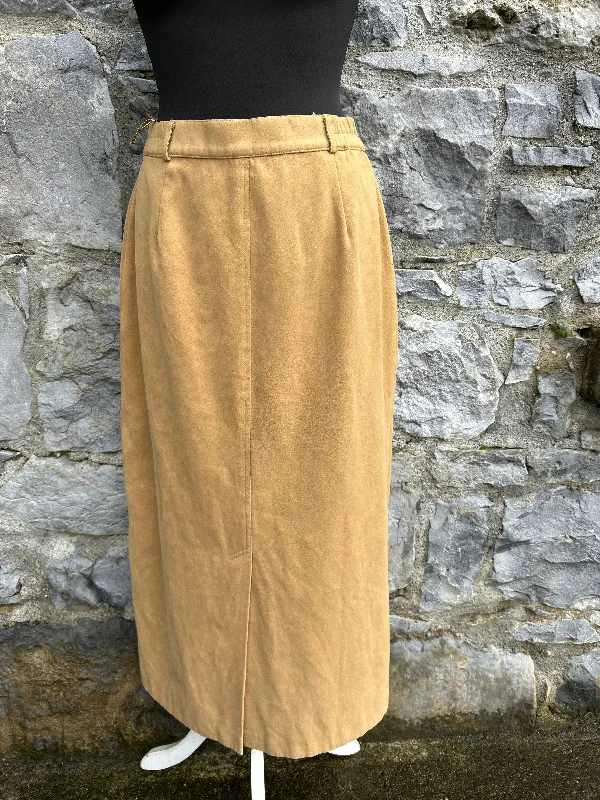 90s camel brown midi skirt uk 12