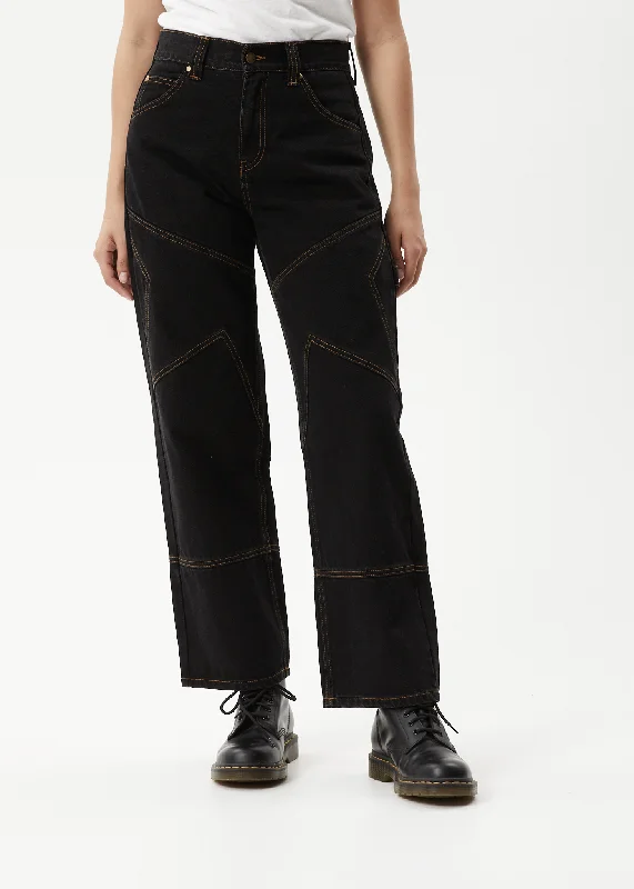 AFENDS Womens Estrella - Denim Wide Leg Jeans - Black