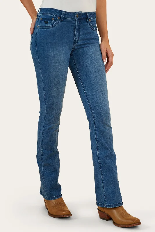 Caroline Rodeo Womens Mid Rise Bootleg Jean - Vintage Blue Wash