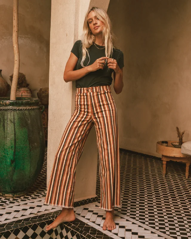 Free Fall Print Wide Leg Pants - Fire Side