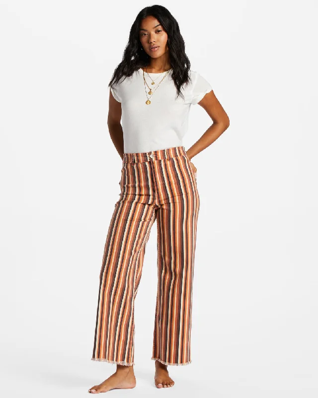 Free Fall Print Wide Leg Pants - Fire Side