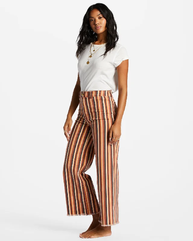 Free Fall Print Wide Leg Pants - Fire Side