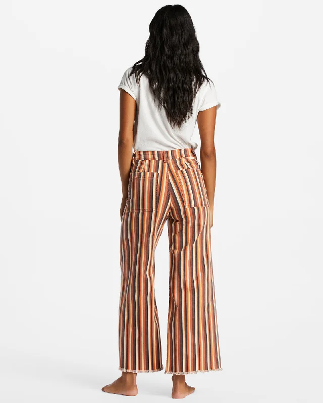 Free Fall Print Wide Leg Pants - Fire Side