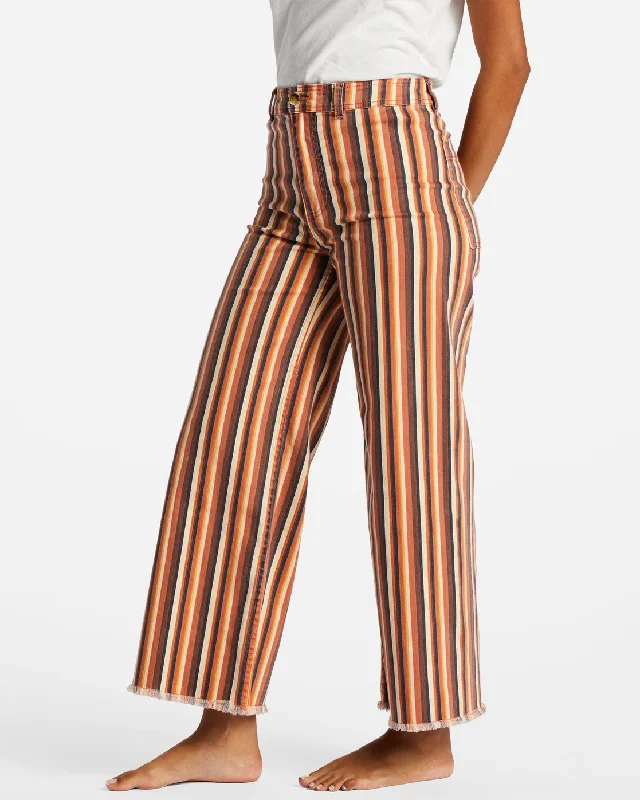 Free Fall Print Wide Leg Pants - Fire Side