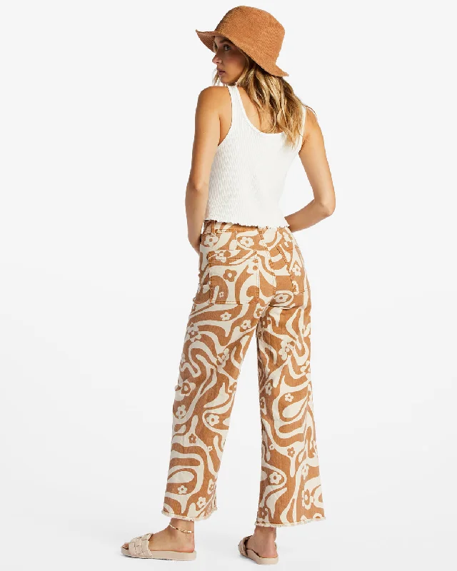 Free Fall Print Wide Leg Pants - Cider