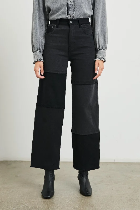 GETTY CROP WIDE LEG - BLACK PATCHWORK