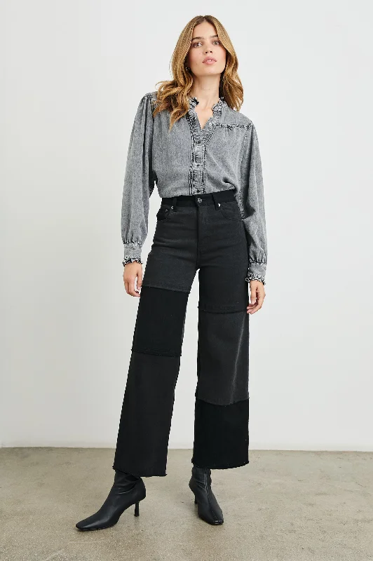 GETTY CROP WIDE LEG - BLACK PATCHWORK