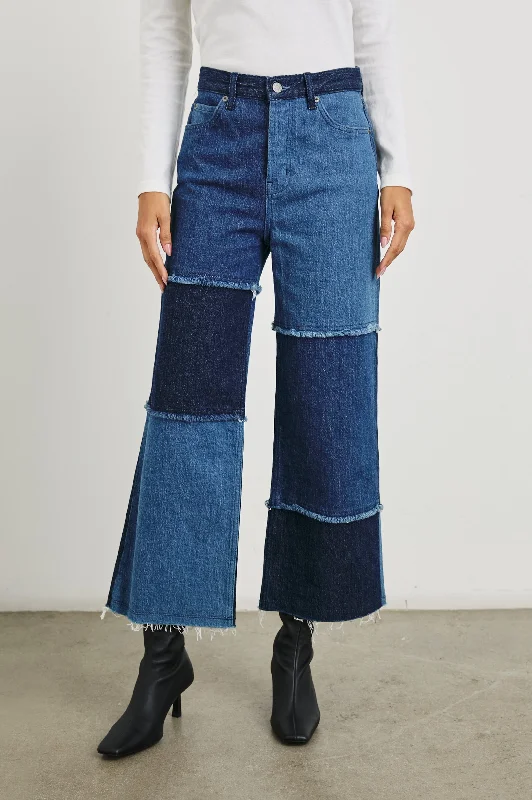 GETTY CROP WIDE LEG - INDIGO PATCHWORK